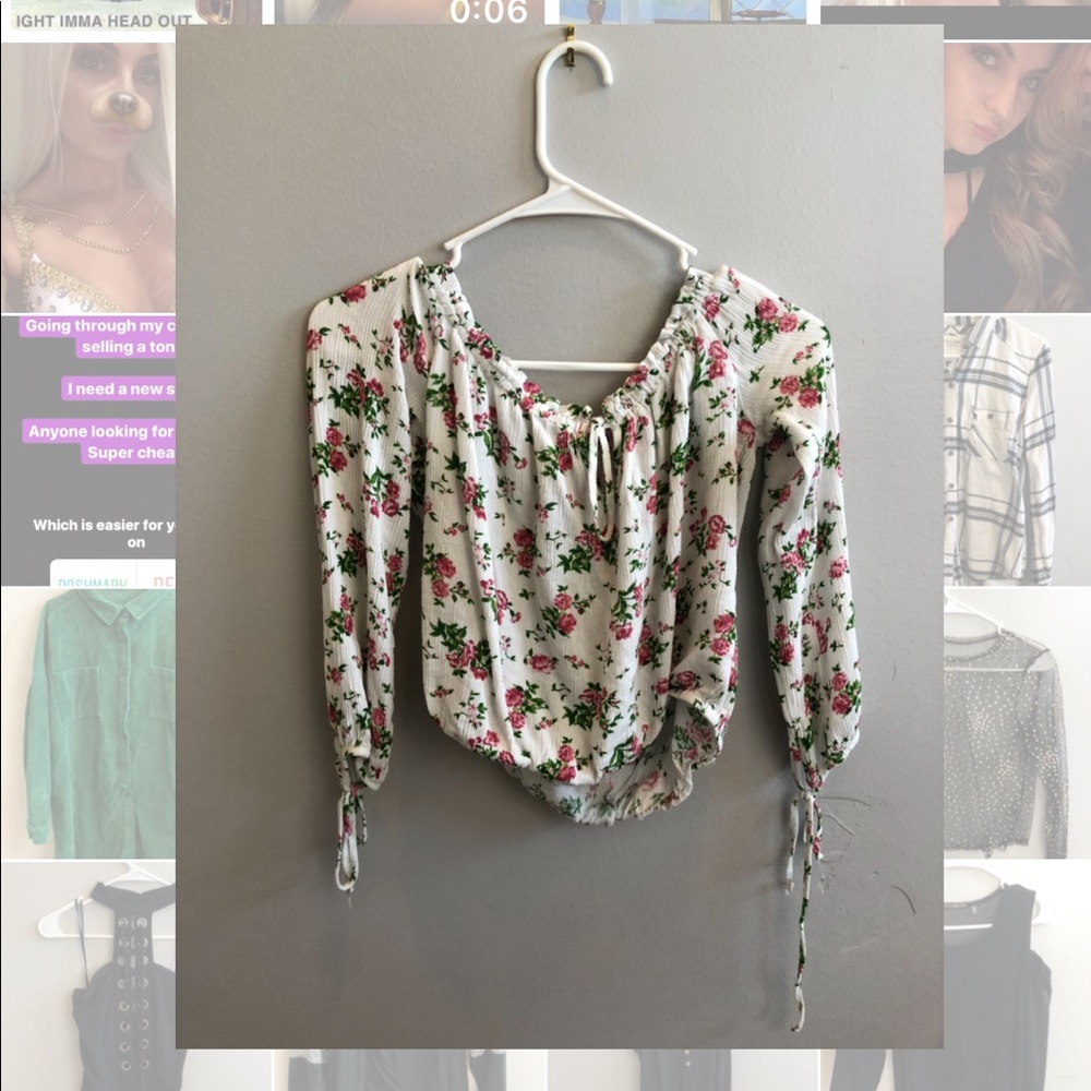 Kendall and Kylie floral off the shoulder top
